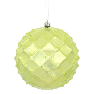 4.75" Lime Shiny Diamond Bauble Ornament (4 pack) 1
