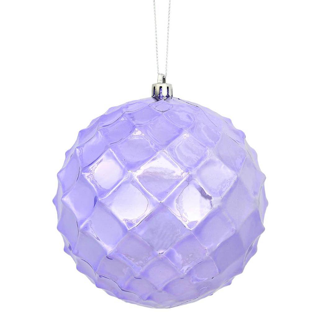 4.75" Lavender Shiny Diamond Bauble Ornament (4 pack) 1