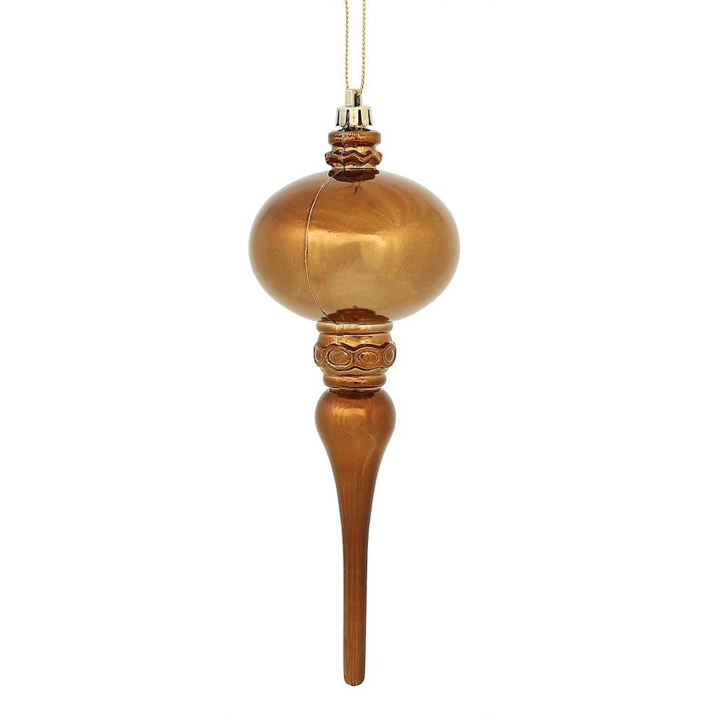 8" Mocha Shiny Finial Ornament (3 pack) 1