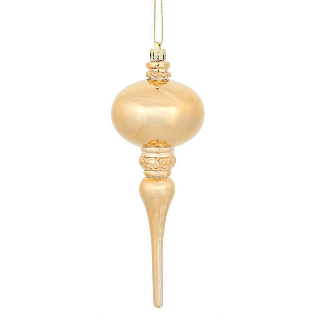 8" Cafe Latte Shiny Finial Ornament (3 pack) 1