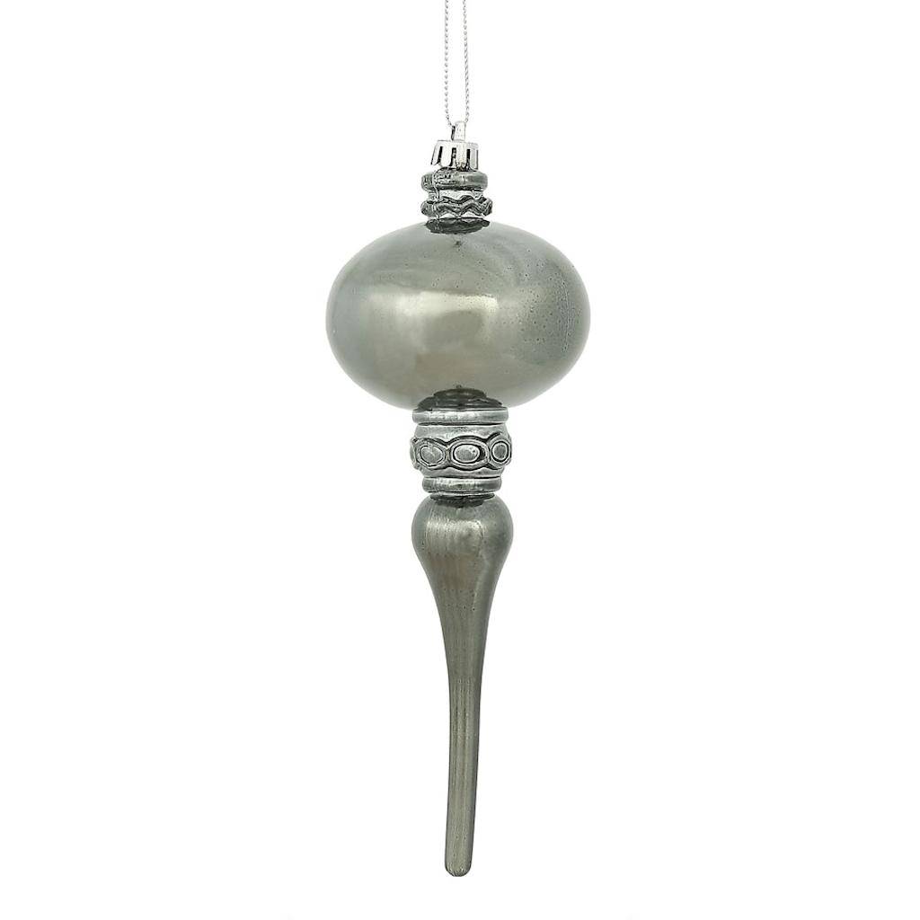 8" Pewter Shiny Finial Ornament (3 pack) 1