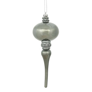 8" Pewter Shiny Finial Ornament (3 pack) 1