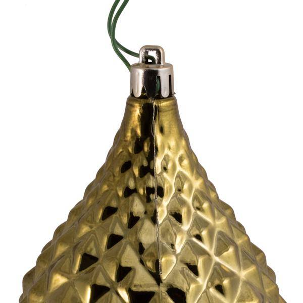 6" x 3" Olive Shiny Diamond Drop Style Christmas Ornament (4 Pack) 2