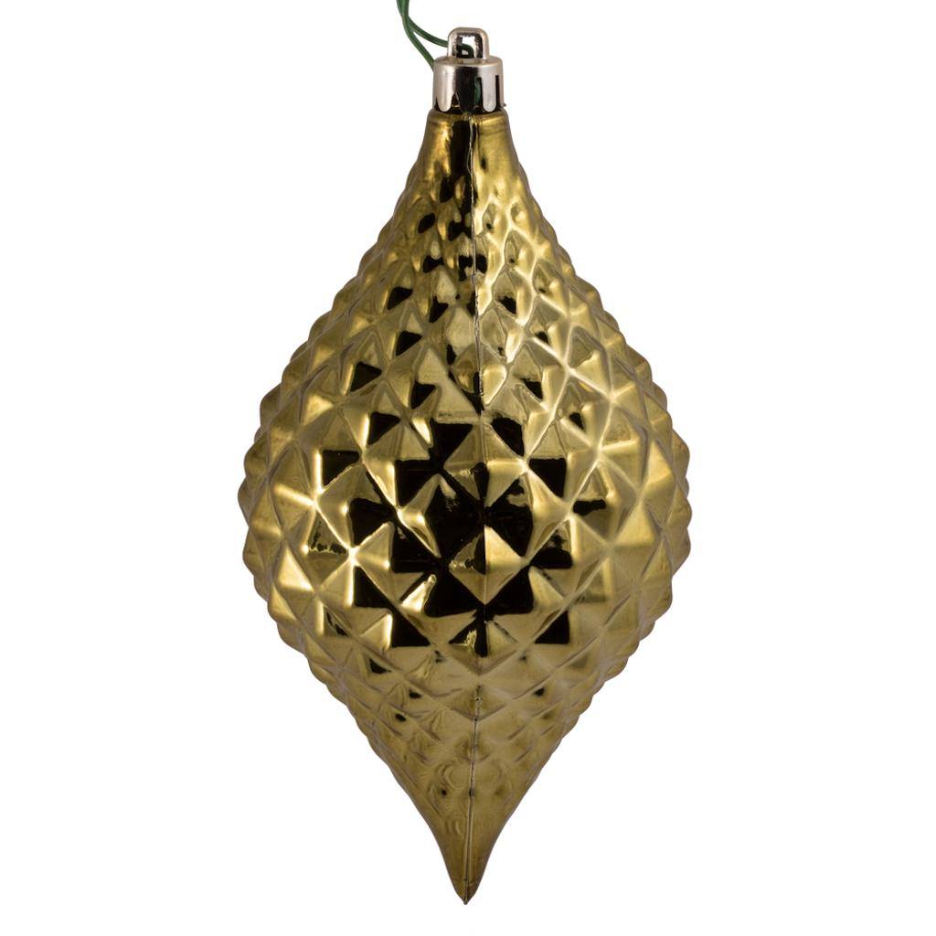 6" x 3" Olive Shiny Diamond Drop Style Christmas Ornament (4 Pack) 1