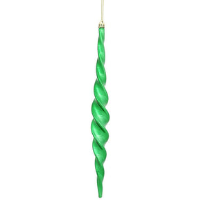 14.6" Green Shiny Spiral Icicle Ornament (2 pack) 1