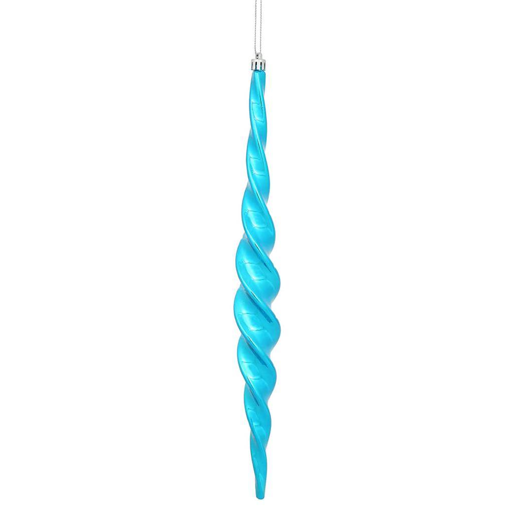 14.6" Turquoise Shiny Spiral Icicle Ornament (2 pack) 1