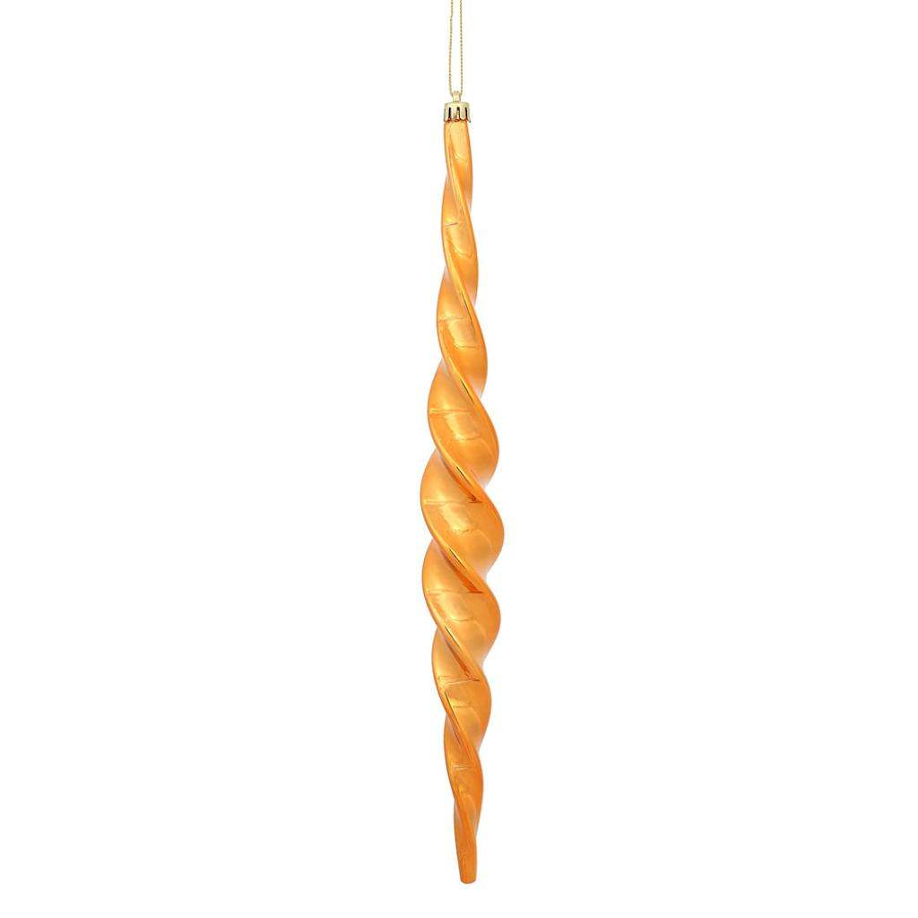 14.6" Burnished Orange Shiny Spiral Icicle Ornament (2 pack) 1