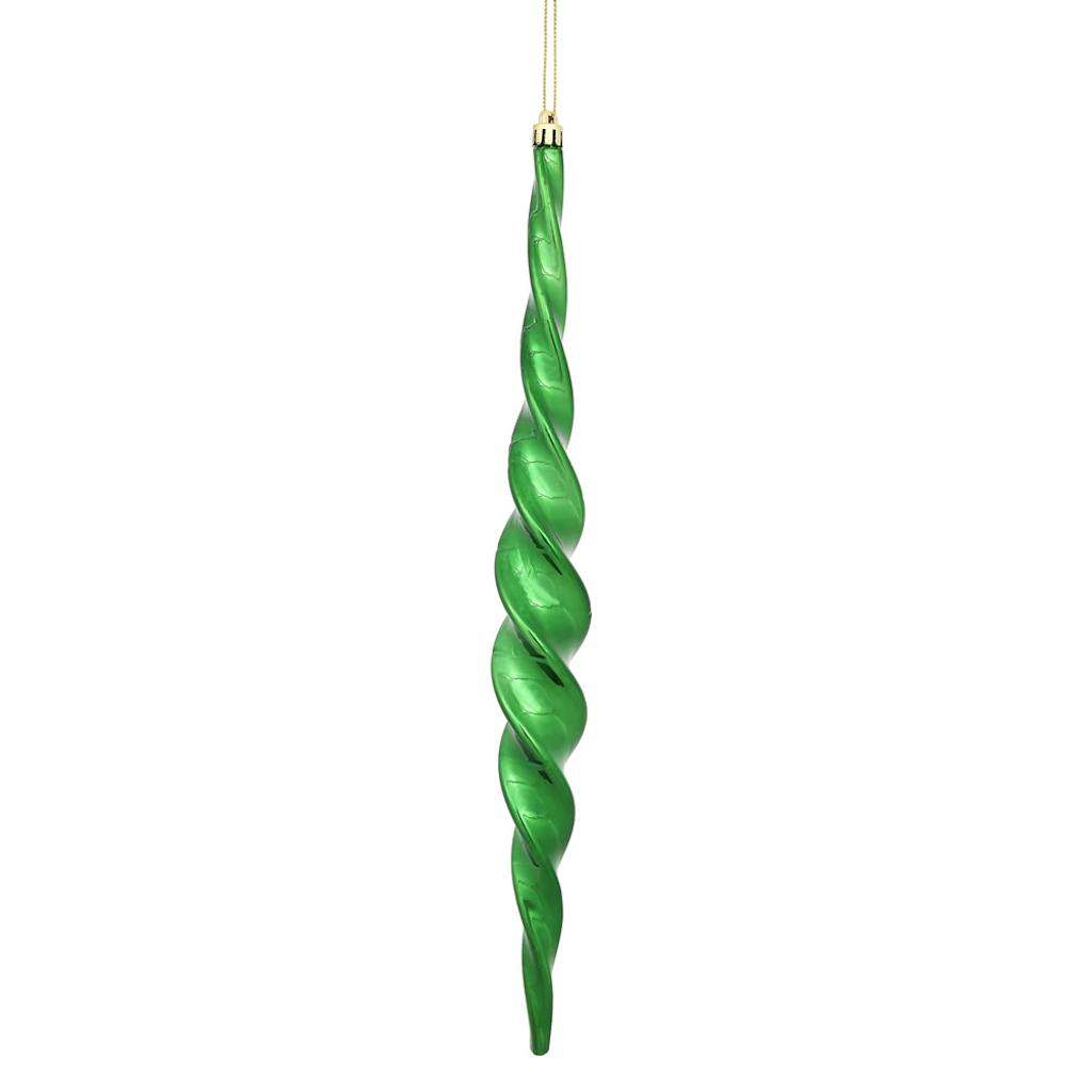 14.6" Emerald Shiny Spiral Icicle Ornament (2 pack) 1