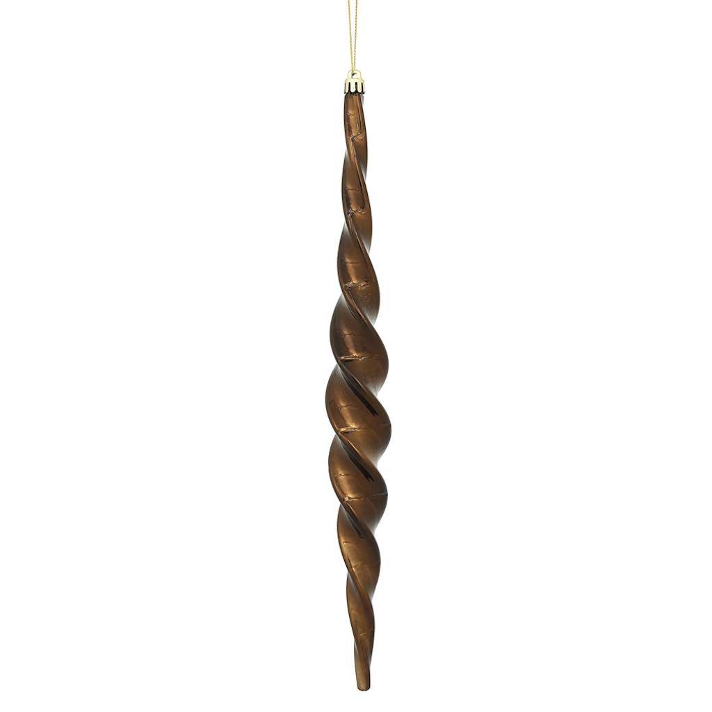14.6" Chocolate Shiny Spiral Icicle Ornament (2 pack) 1