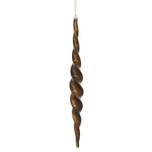 14.6" Chocolate Shiny Spiral Icicle Ornament (2 pack) 1