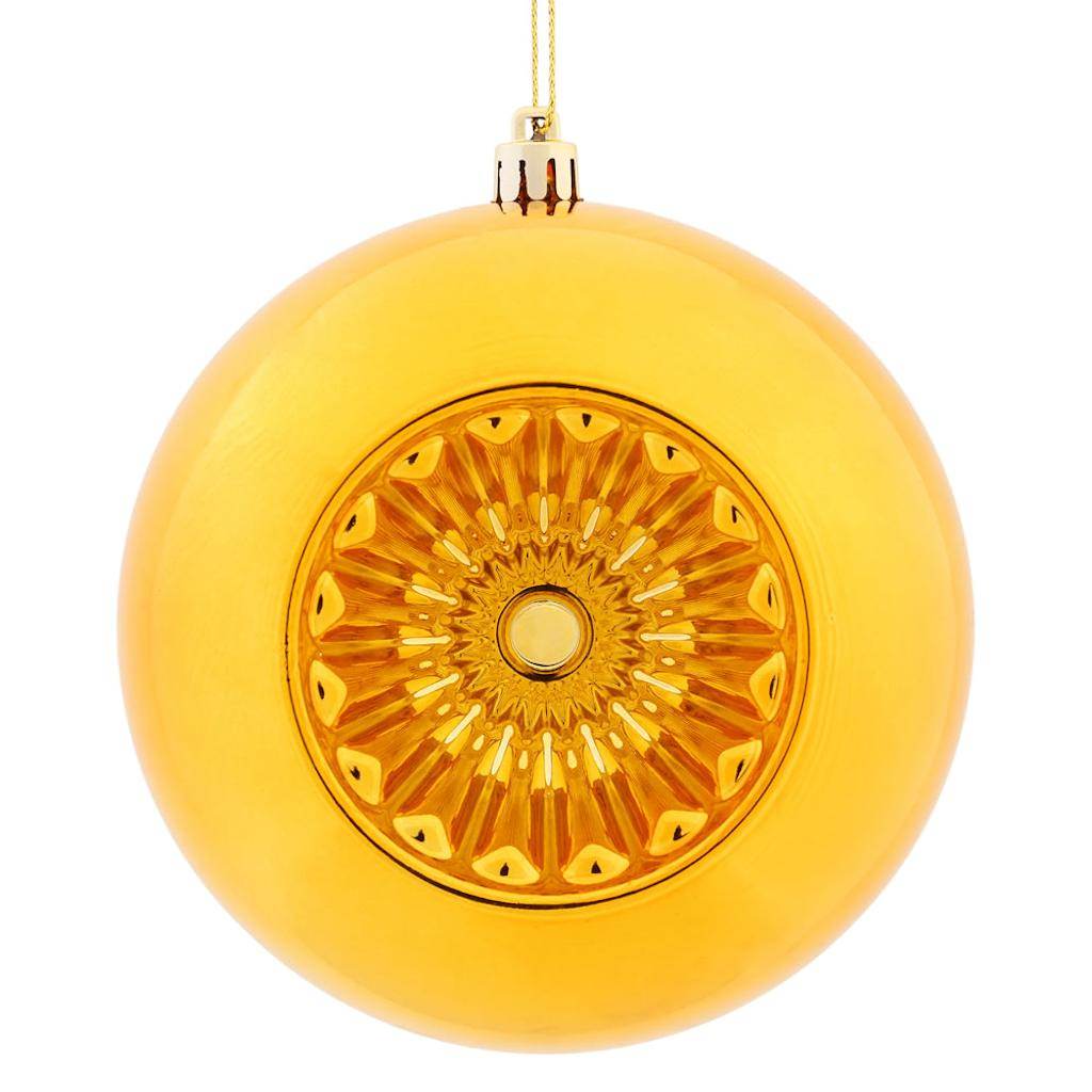 4.75" Antique Gold Shiny Star Brite Ball Ornament (4 pack) 1