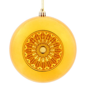 4.75" Antique Gold Shiny Star Brite Ball Ornament (4 pack) 1