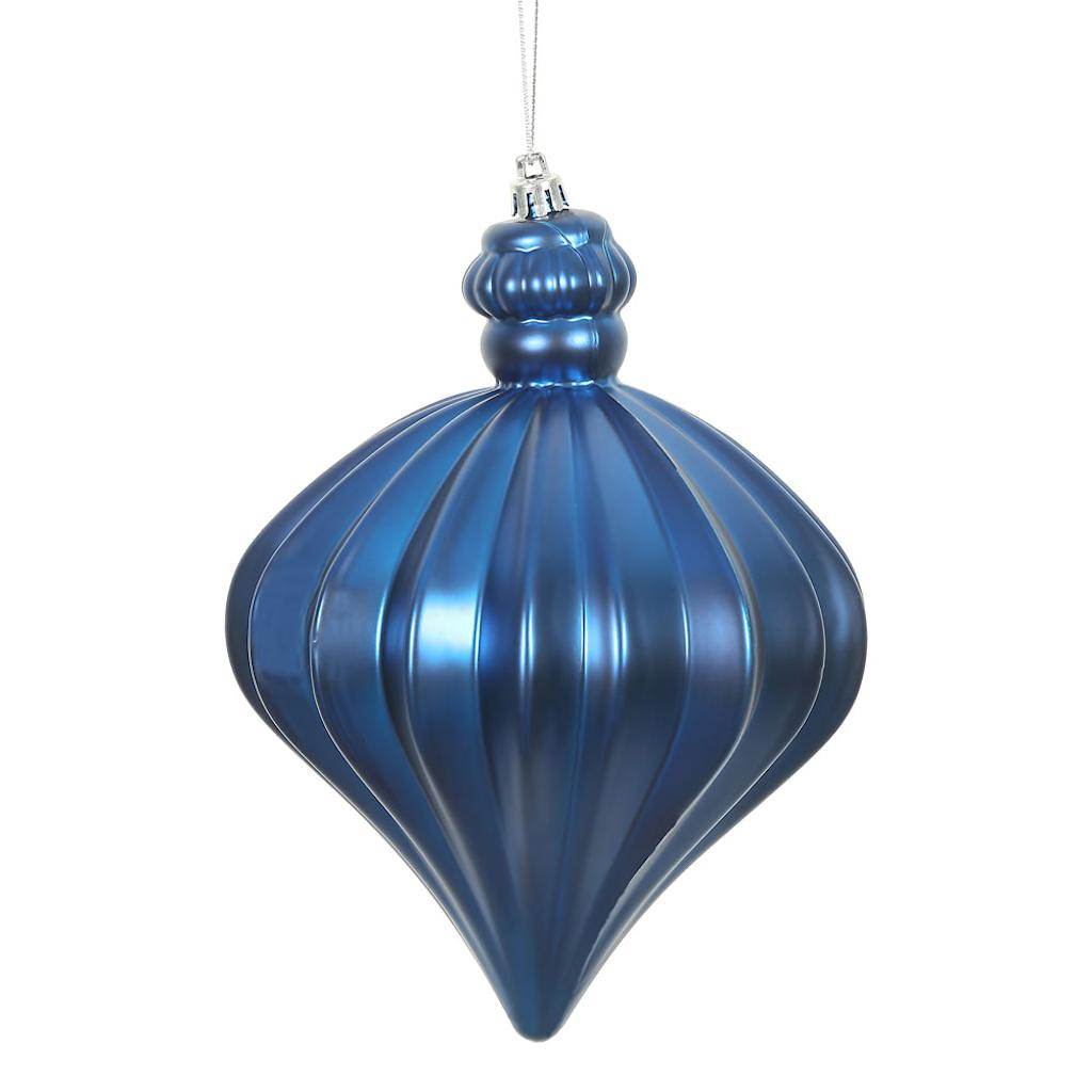 6" Blue Matte Onion Drop Ornament (4 pack) 1