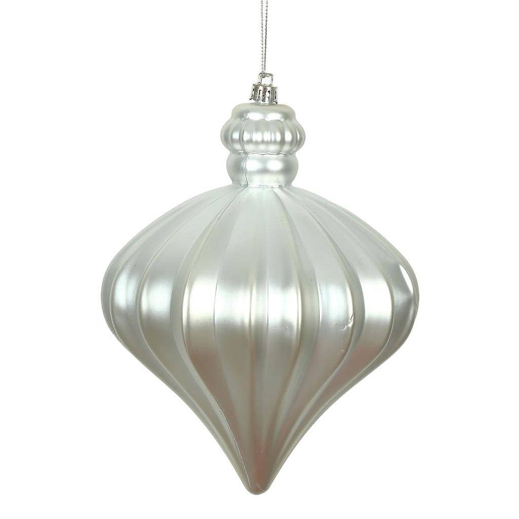 6" Silver Matte Onion Drop Ornament (4 pack) 1