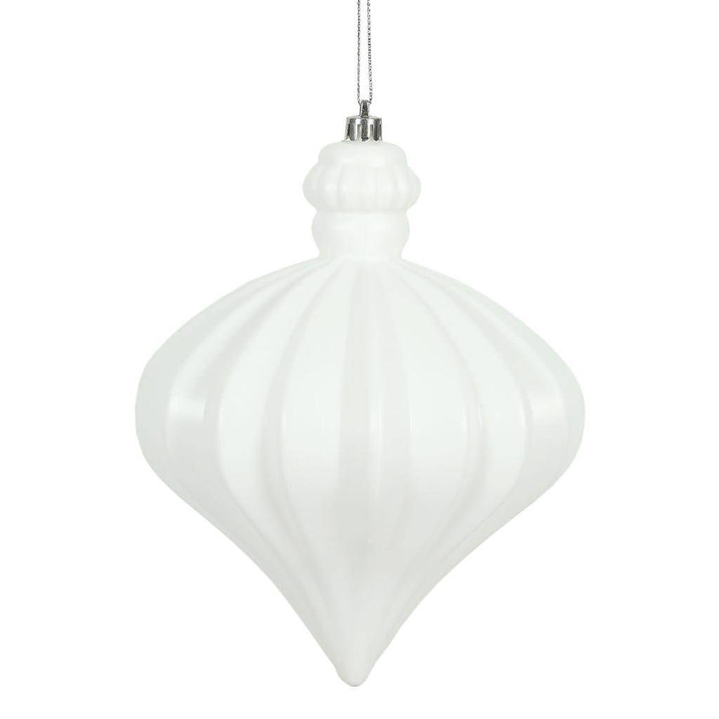 6" White Matte Onion Drop Ornament (4 pack) 1