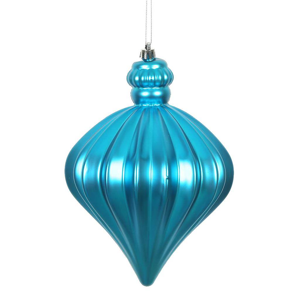 6" Turquoise Matte Onion Drop Ornament (4 pack) 1