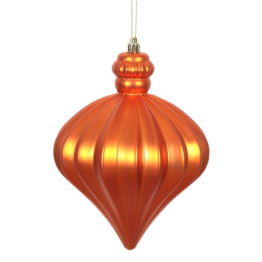 6" Burnished Orange Matte Onion Drop Ornament (4 pack) 1