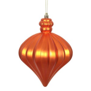 6" Burnished Orange Matte Onion Drop Ornament (4 pack) 1