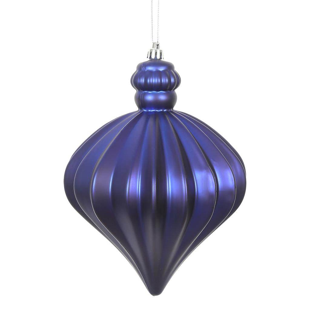 6" Cobalt Blue Matte Onion Drop Ornament (4 pack) 1