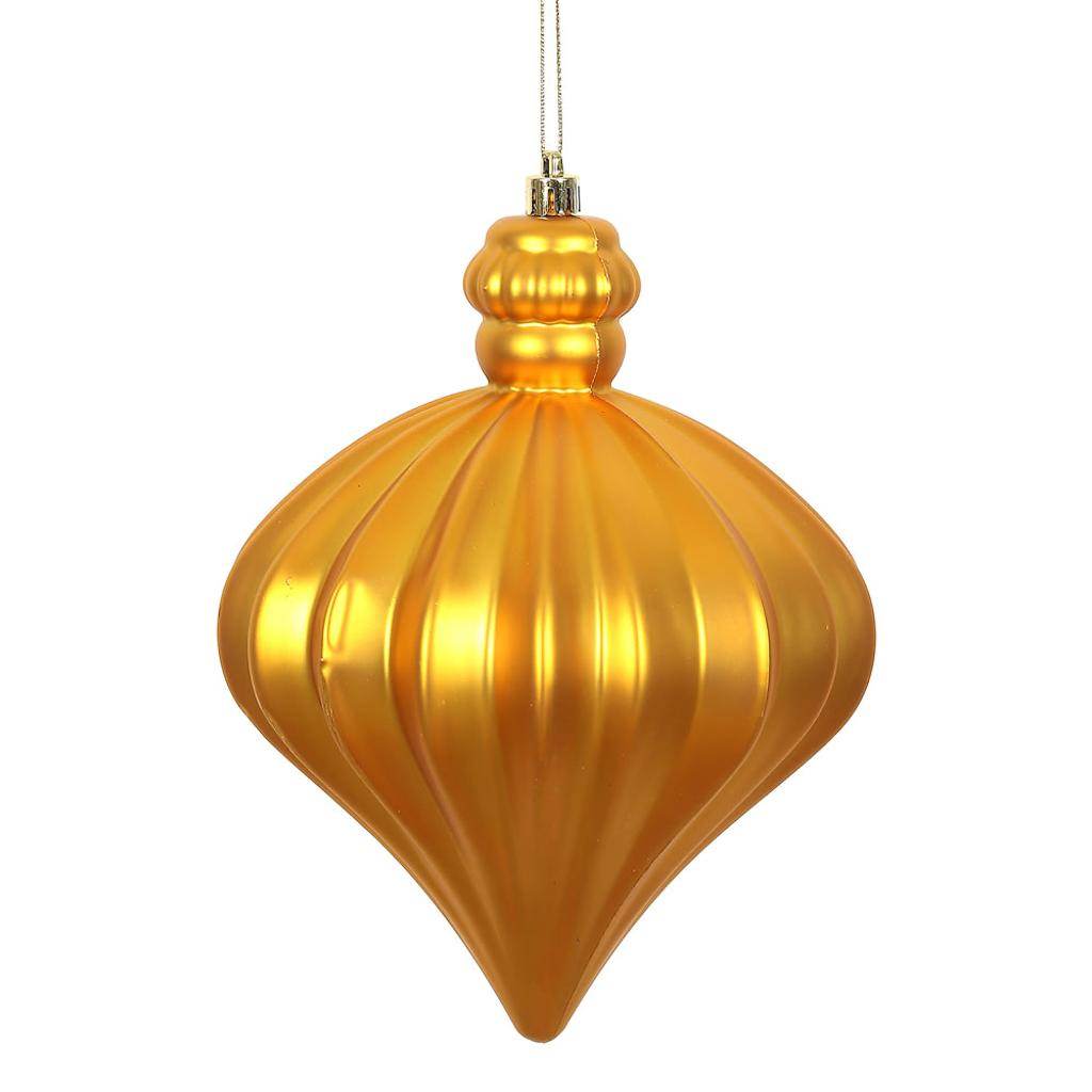 6" Antique Gold Matte Onion Drop Ornament (4 pack) 1
