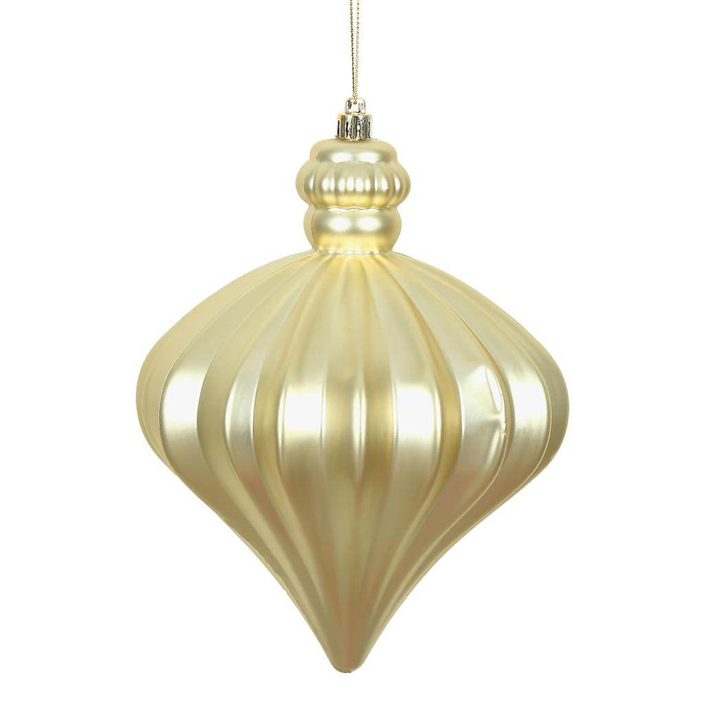 6" Champagne Matte Onion Drop Ornament (4 pack) 1