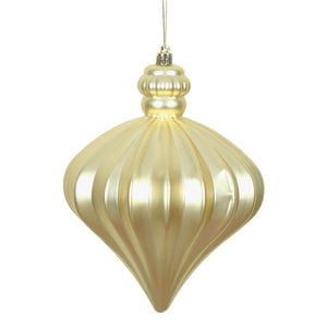 6" Champagne Matte Onion Drop Ornament (4 pack) 1