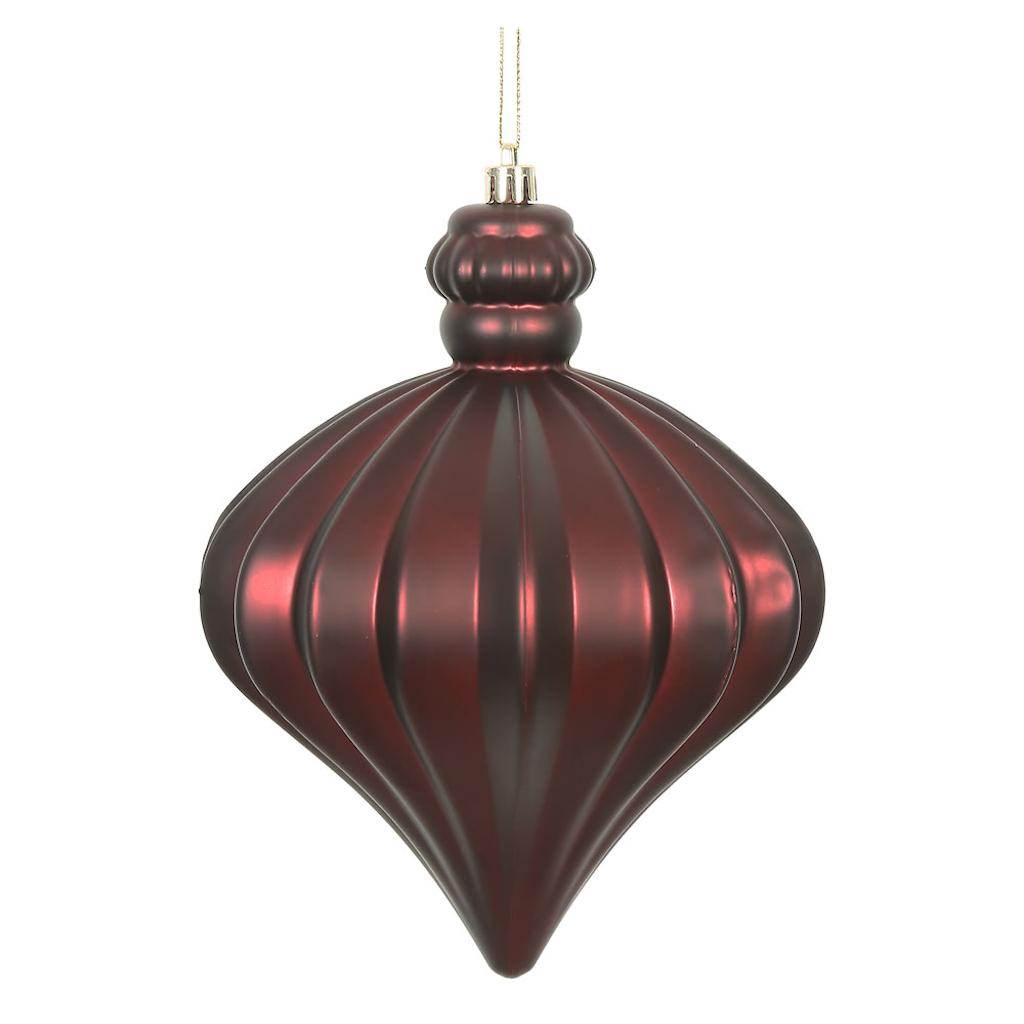 6" Burgundy Matte Onion Drop Ornament (4 pack) 1