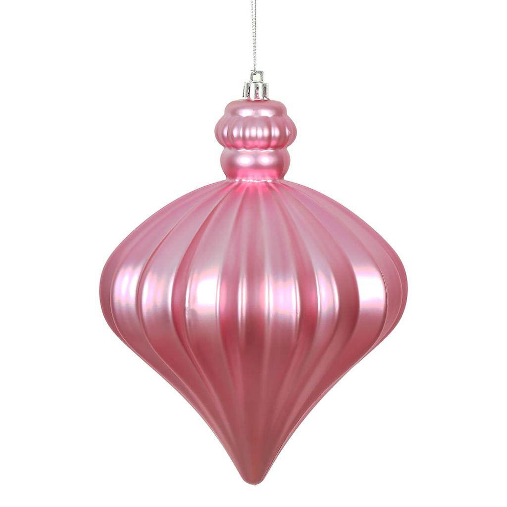 6" Pink Matte Onion Drop Ornament (4 pack) 1