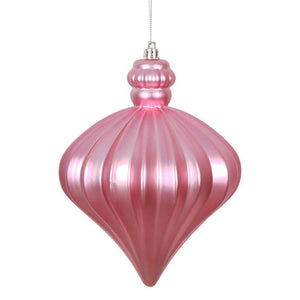 6" Pink Matte Onion Drop Ornament (4 pack) 1
