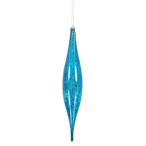 13" Blue Mercury Finish Rain Drop Ornament (2 pack) 1