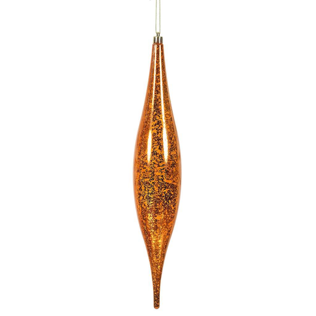 13" Burnished Orange Mercury Finish Rain Drop Ornament (2 pack) 1