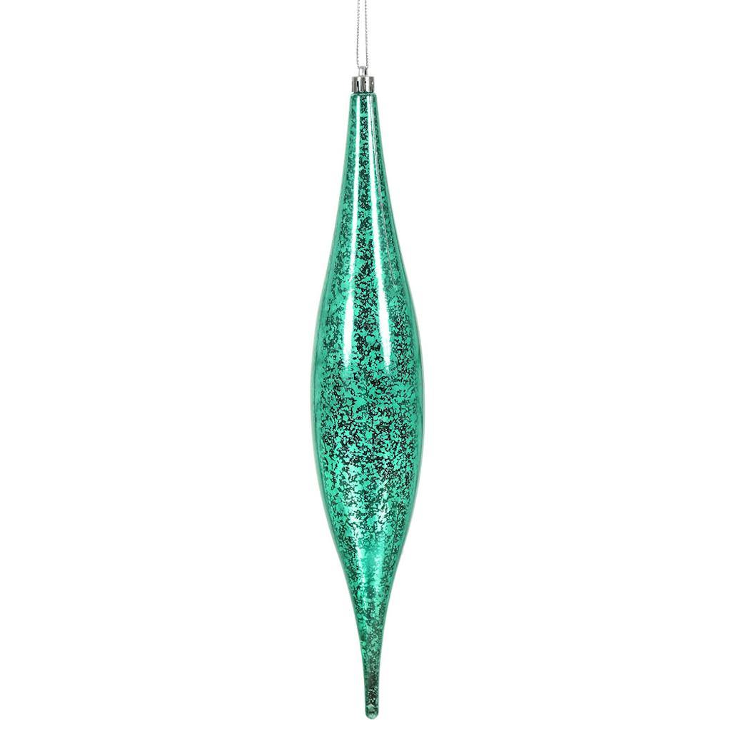 13" Teal Mercury Finish Rain Drop Ornament (2 pack) 1