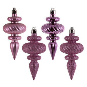 4" Pink Assorted Finish Finial Ornament (8 pack) 1