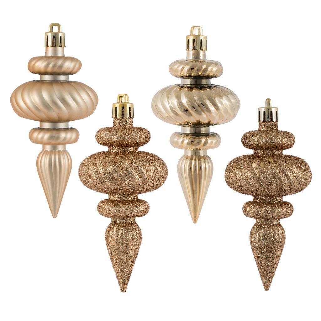 4" Cafe Latte 4 Assorted Finish Finial Ornament (8 pack) 1