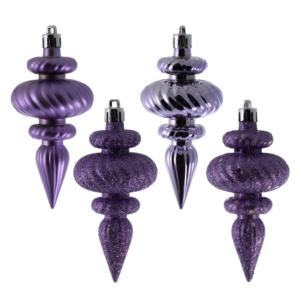 4" Lavender Assorted Finish Finial Ornament (8 pack) 1