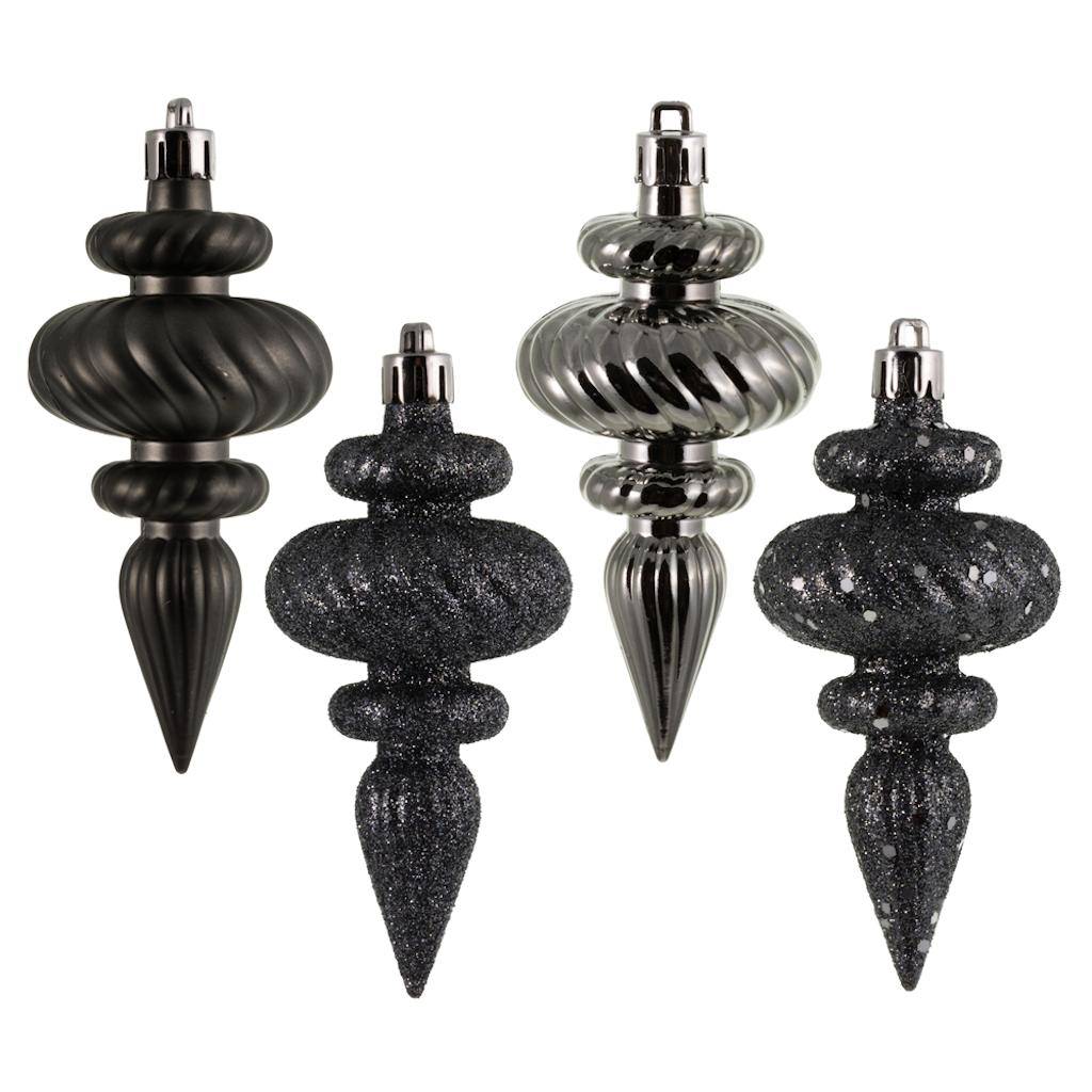 4" Pewter 4 Assorted Finish Finial Ornament (8 pack) 1