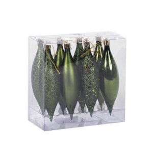 5.5" Moss Green 4 Assorted Finish Drop Ornament (8 pack) 2