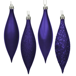 5.5" Purple Finial 4 Assorted Finish Ornament (Set of 8) 1