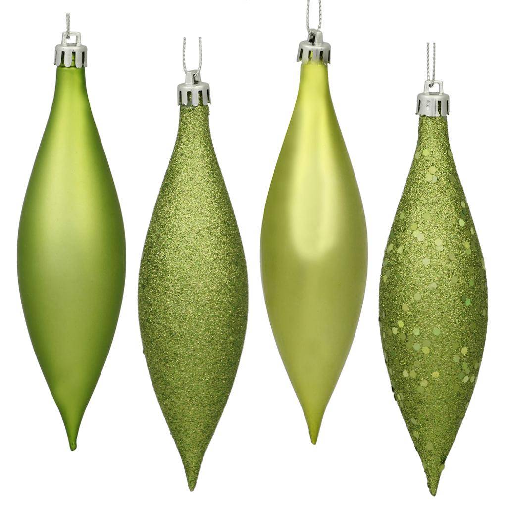 5.5" Lime Finial 4 Assorted Finish Ornament (Set of 8) 1