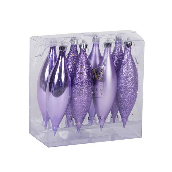 5.5" Lavender 4 Assorted Finish Drop Ornament (8 pack) 2