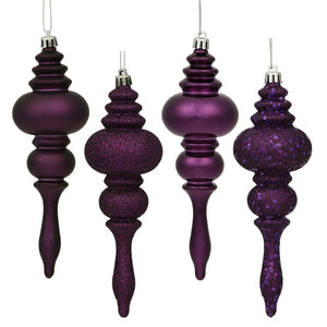 7" Purple 4 Assorted Finish Finial Ornament (Set of 8) 1