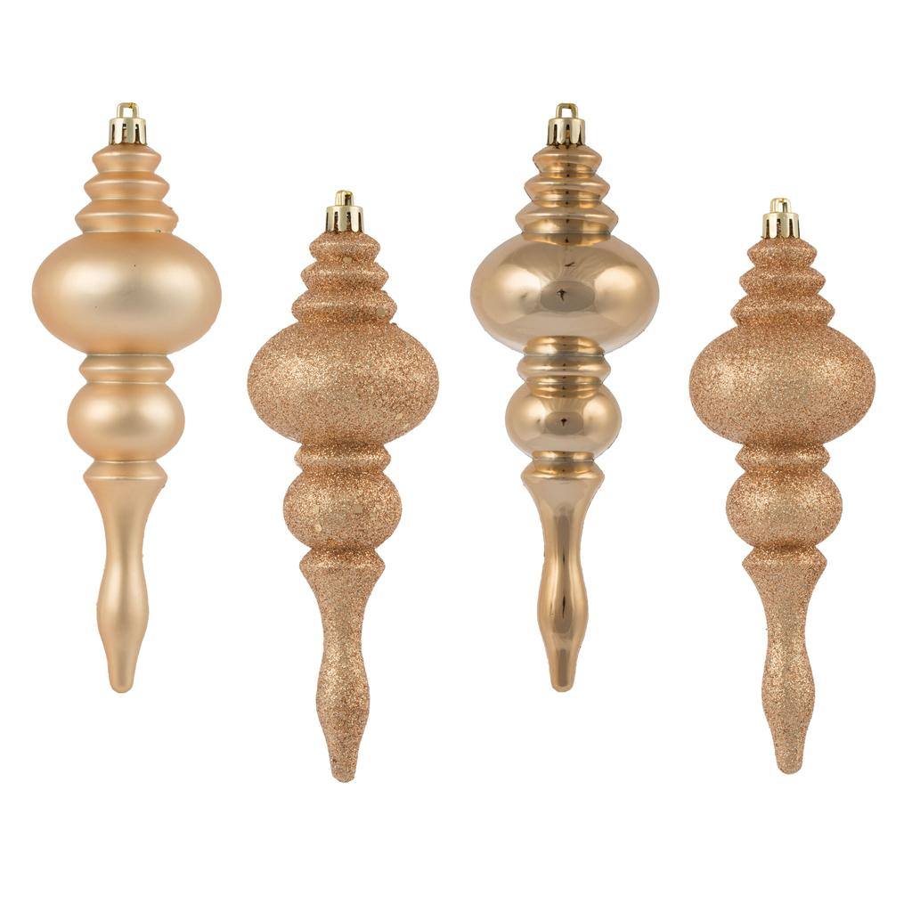 7" Cafe Latte Assorted Finish Finial Ornament (8 pack) 1