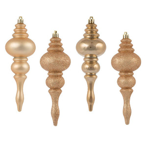 7" Cafe Latte Assorted Finish Finial Ornament (8 pack) 1