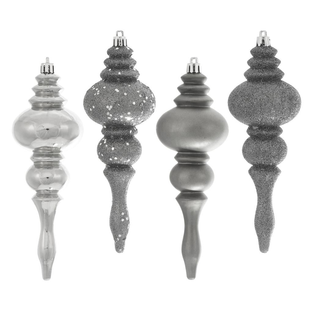 7" Pewter 4 Assorted Finish Finial Ornament (8 pack) 1