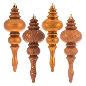 7" Copper 4 Assorted Finish Finial Ornament (8 pack) 1