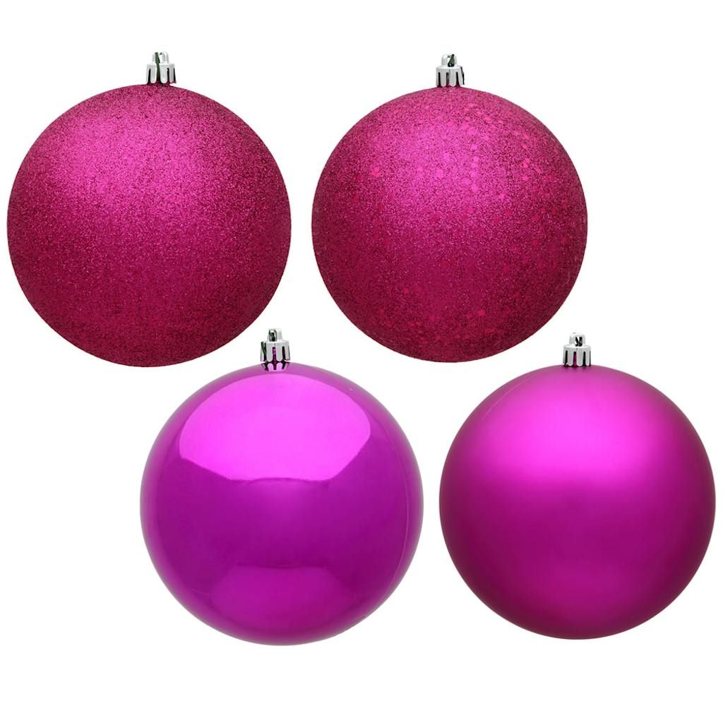 3" Fuchsia 4 Assorted Finishes Ball Ornament (Set of 16) 1