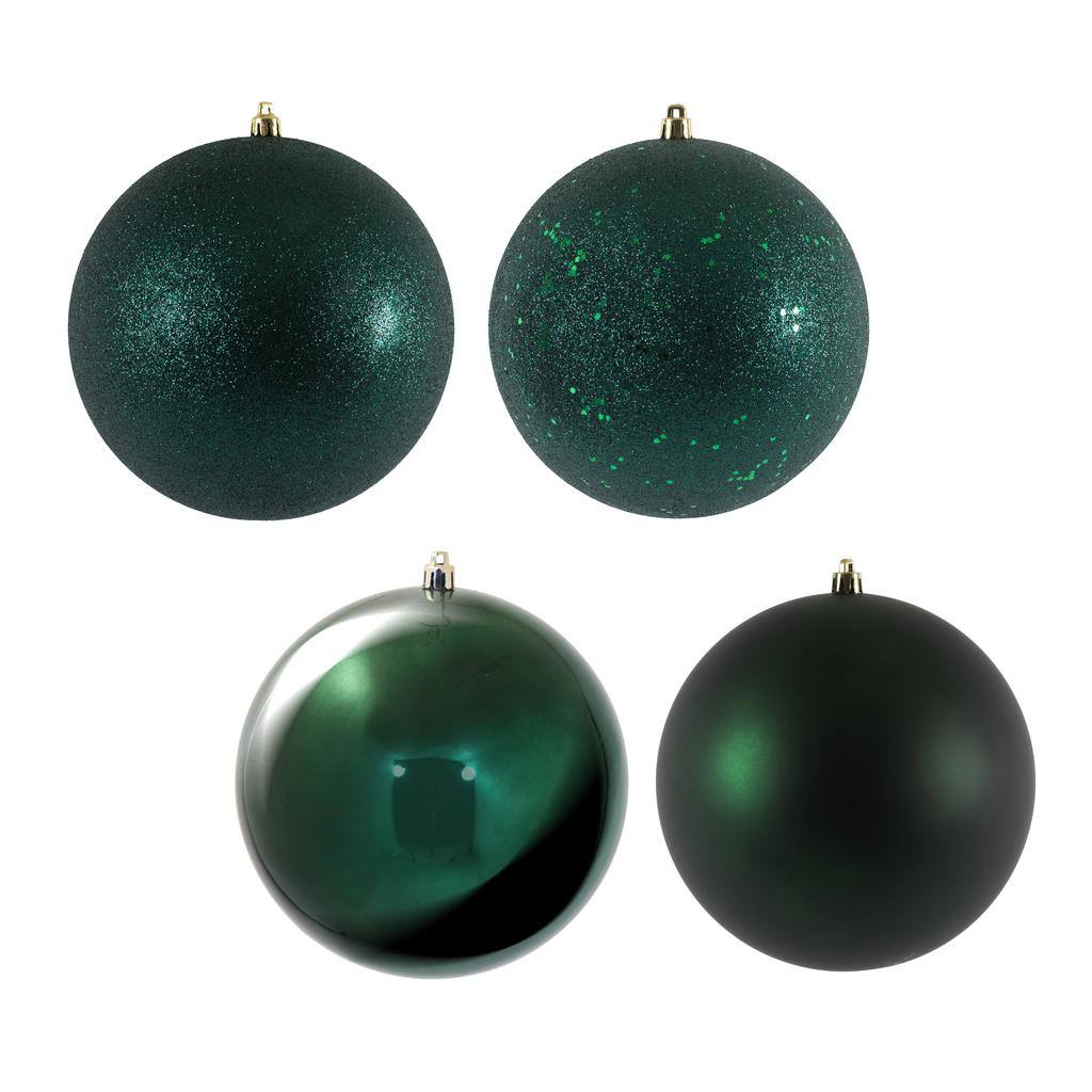 3" Midnight Green 4 Assorted Finish Ball Ornaments (Set of 16) 1
