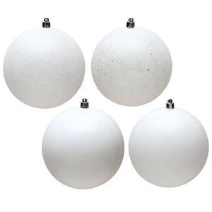 4" White Ball 4 Assorted Finishes Ornament (Set of 12) 1