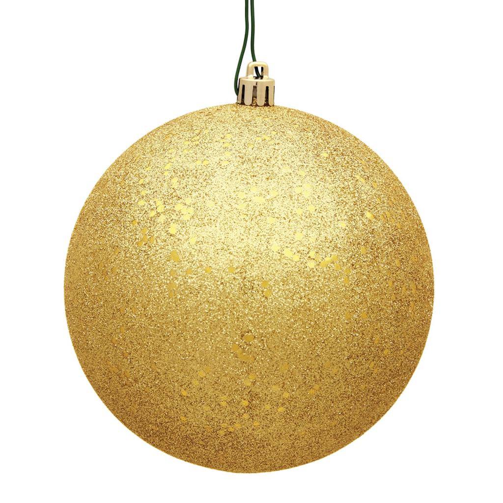4" Honey Gold Sequin Ball Ornament (6 pack) 1