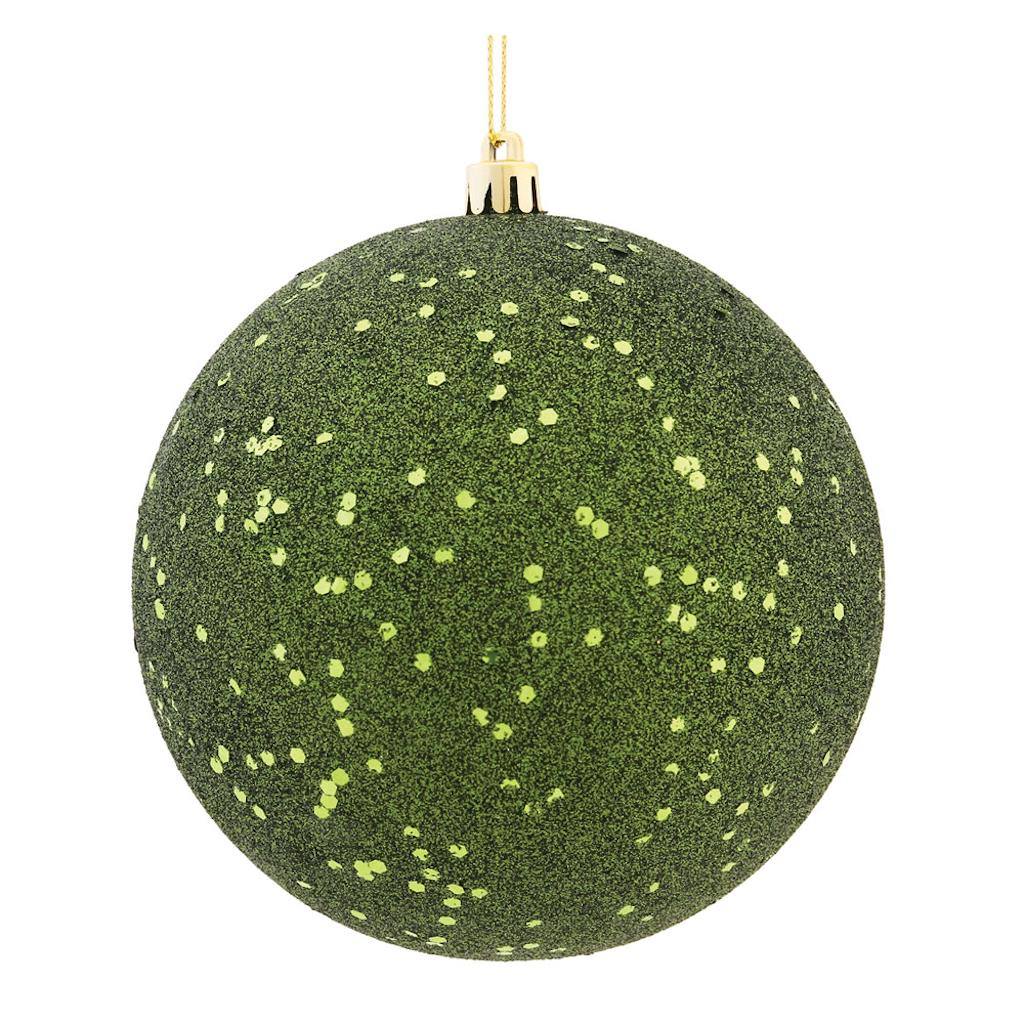 4" Moss Green Sequin Ball Ornament (6 pack) 1